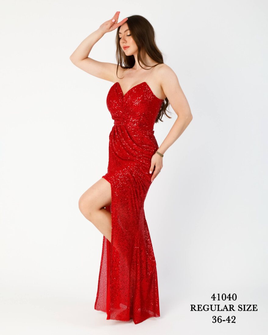 Βραδινό Φόρεμα Strapless με Παγιέτες 41040 Βραδινό Φόρεμα Strapless με Παγιέτες 41040