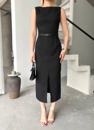 Elegant Black Maxi Dress με Ζώνη & Κεντρικό Άνοιγμα 0539 2 Elegant Black Maxi Dress με Ζώνη & Κεντρικό Άνοιγμα 0539 Σε εκπληκτικές τιμές Μόνο στο FMBoutique 2